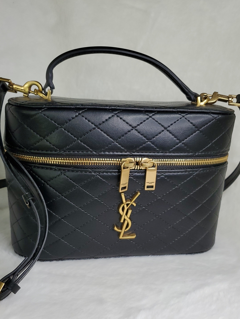 YSL Black Quilted Vanity Satchel with Gold Hardware - Picture 3 of 15